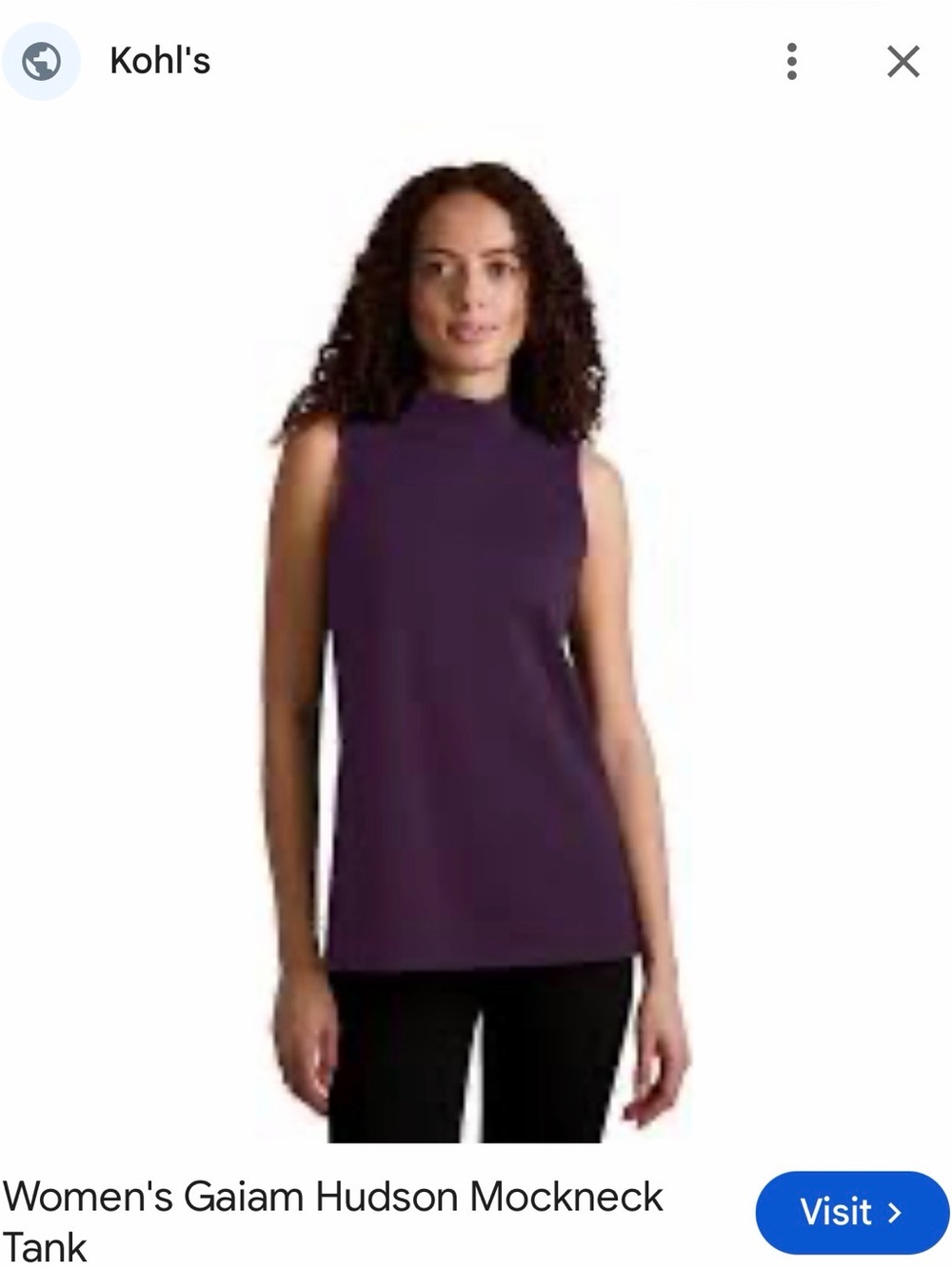 GAIAM Mockneck Sleeveless Tank Top - Deep Purple